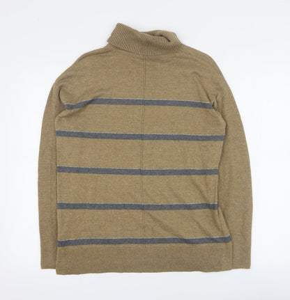 NEXT Womens Brown Roll Neck Striped Cotton Pullover Jumper Size 10