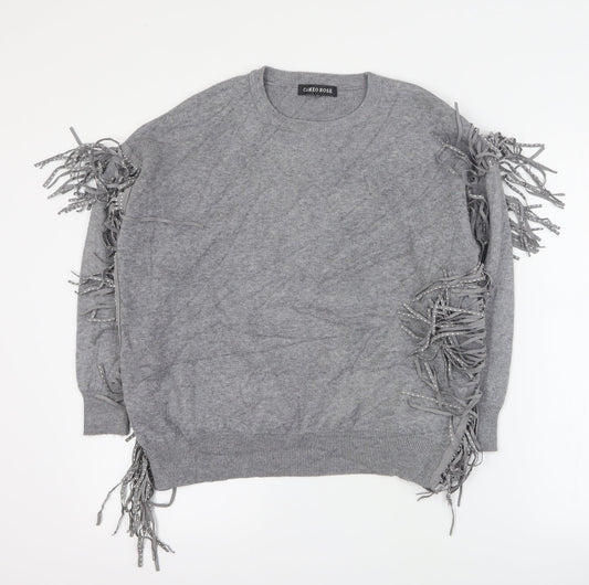 Cameo Rose Womens Grey Round Neck  Polyamide Pullover Jumper Size S