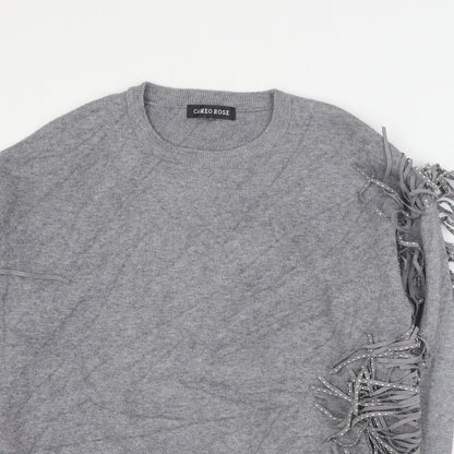 Cameo Rose Womens Grey Round Neck  Polyamide Pullover Jumper Size S