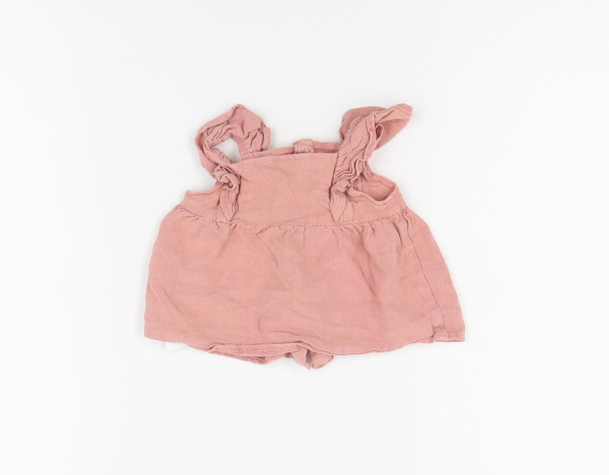 Back view of Primark Baby Pink Viscose Basic Blouse, size 9-12, Months Square Neck Button