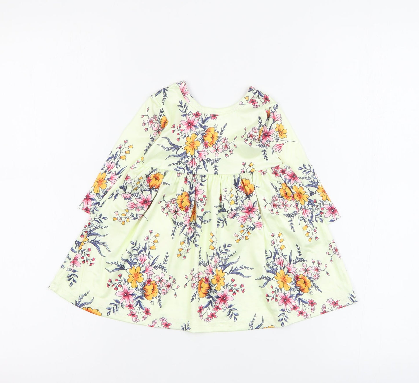 SheIn Baby Yellow Floral Polyester A-Line  Size 0-3 Months  Round Neck Pullover