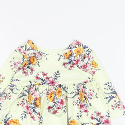 SheIn Baby Yellow Floral Polyester A-Line  Size 0-3 Months  Round Neck Pullover