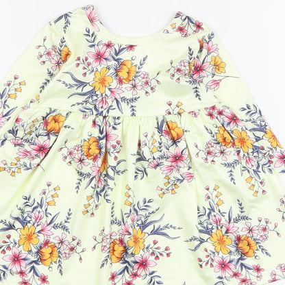 SheIn Baby Yellow Floral Polyester A-Line  Size 0-3 Months  Round Neck Pullover