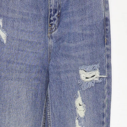 Topshop Womens Blue  Cotton Boyfriend Jeans Size 25 in L28 in Regular Zip