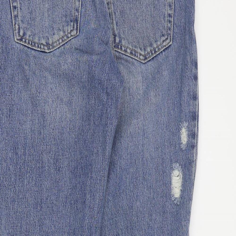 Topshop Womens Blue  Cotton Boyfriend Jeans Size 25 in L28 in Regular Zip