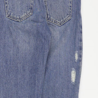 Topshop Womens Blue  Cotton Boyfriend Jeans Size 25 in L28 in Regular Zip