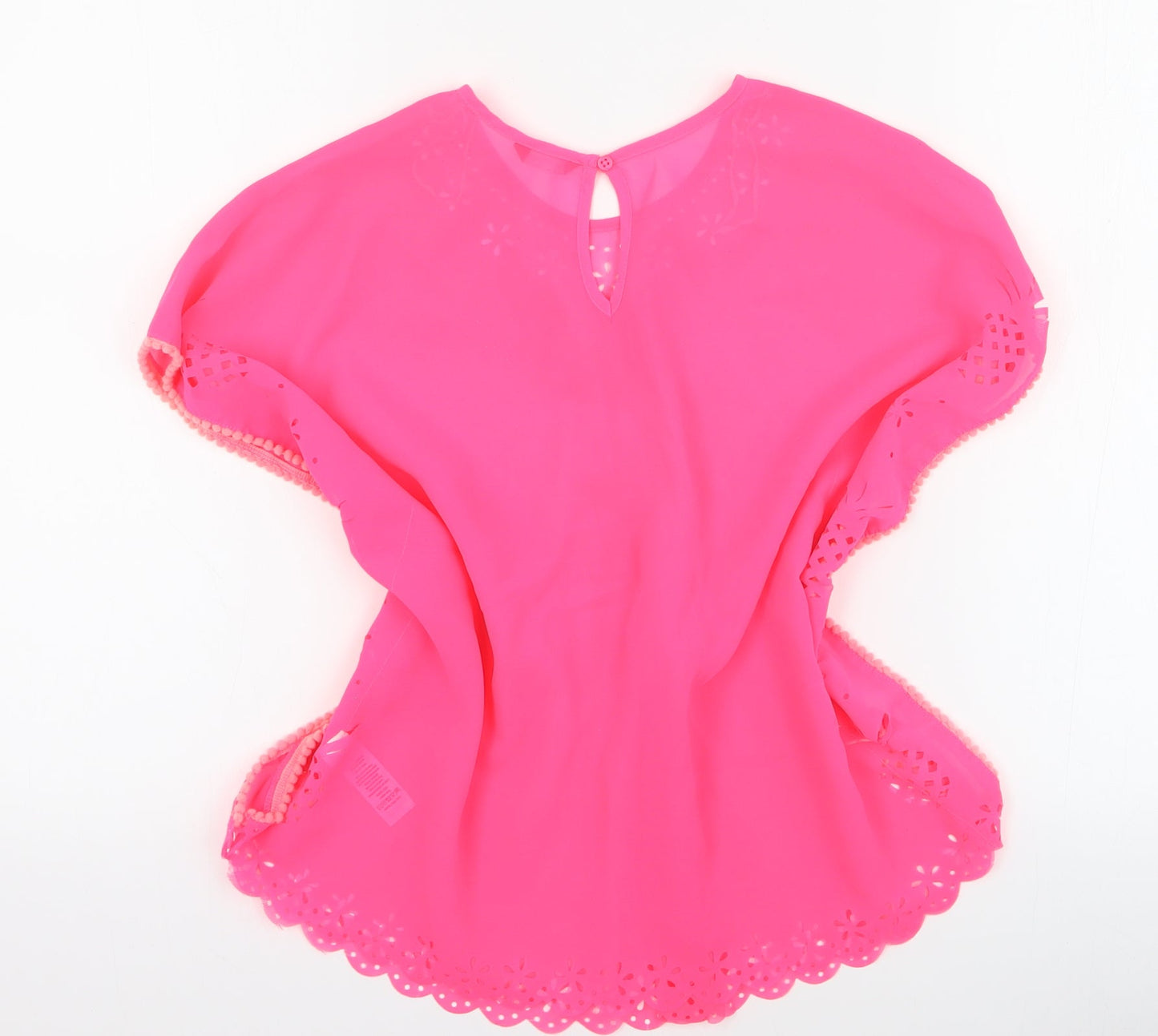 George Girls Pink  100% Polyester Basic Blouse Size S Round Neck Button - Beach cover up