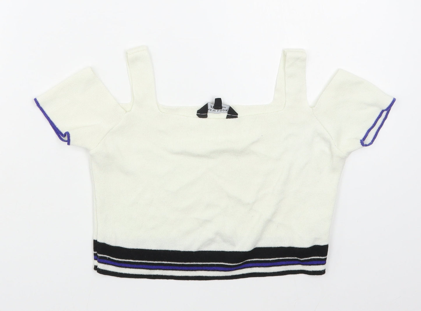 New Look Girls White Square Neck  Cotton Pullover Jumper Size 9 Years  Pullover - Cropped