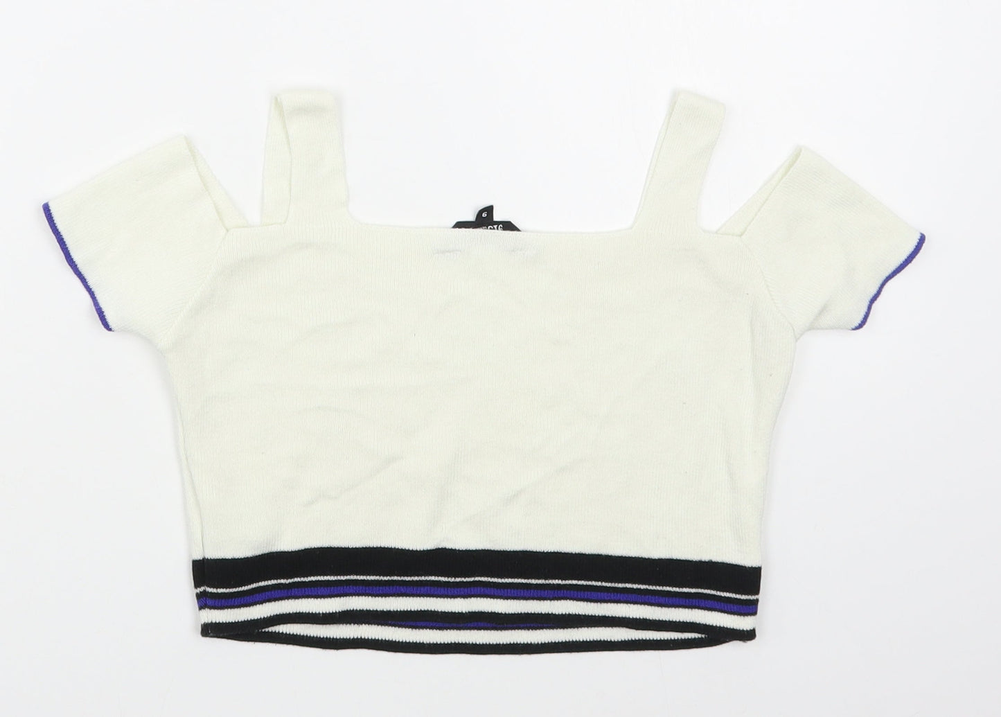 New Look Girls White Square Neck  Cotton Pullover Jumper Size 9 Years  Pullover - Cropped