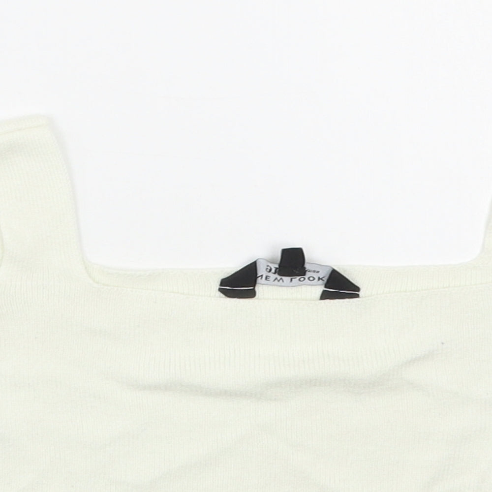 New Look Girls White Square Neck  Cotton Pullover Jumper Size 9 Years  Pullover - Cropped