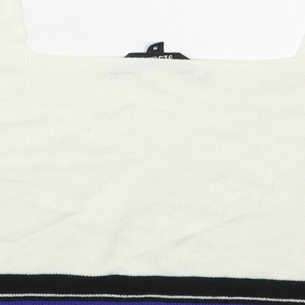 New Look Girls White Square Neck  Cotton Pullover Jumper Size 9 Years  Pullover - Cropped
