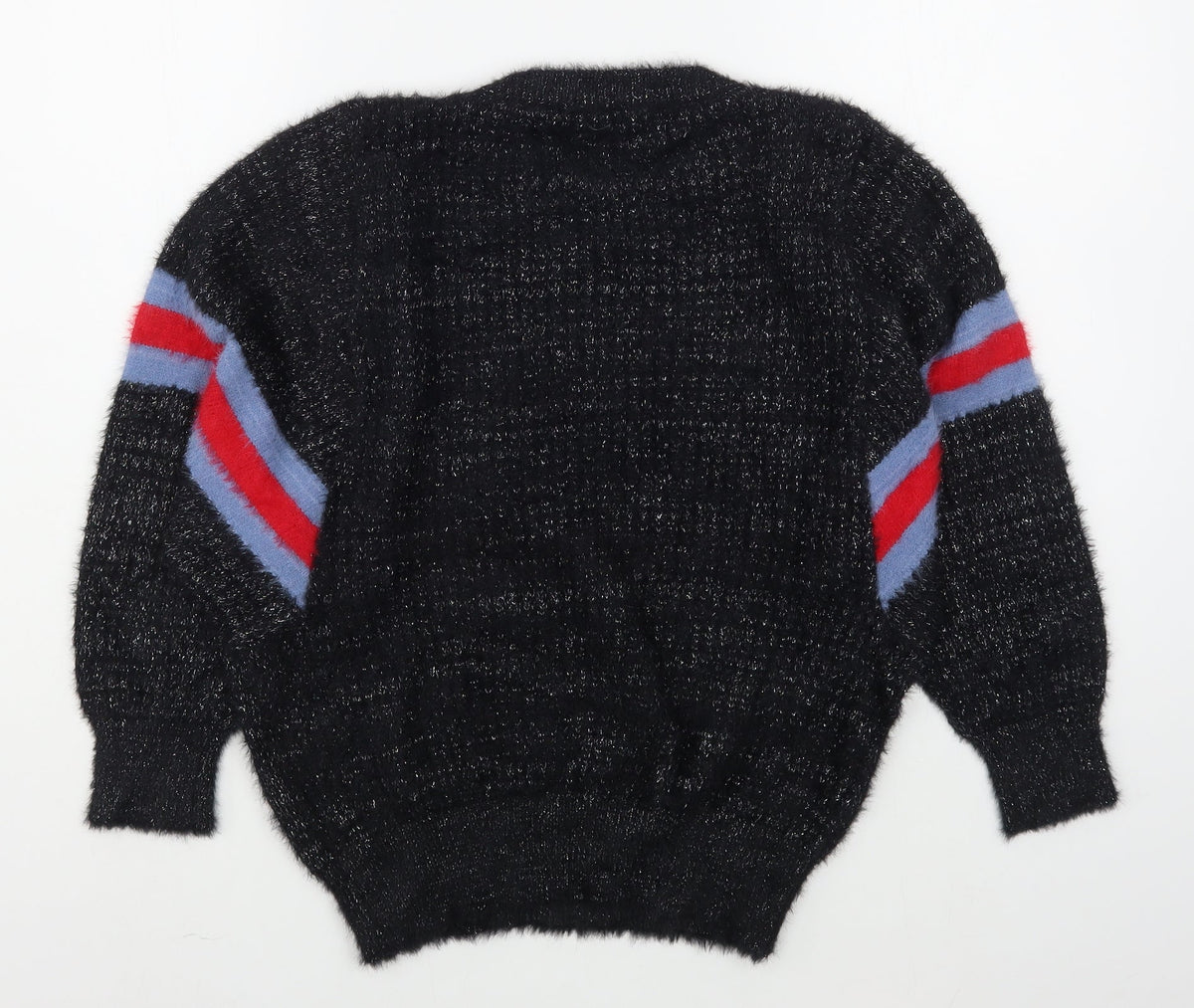 Back view of DK women’s black round neck polyester jumper, size L