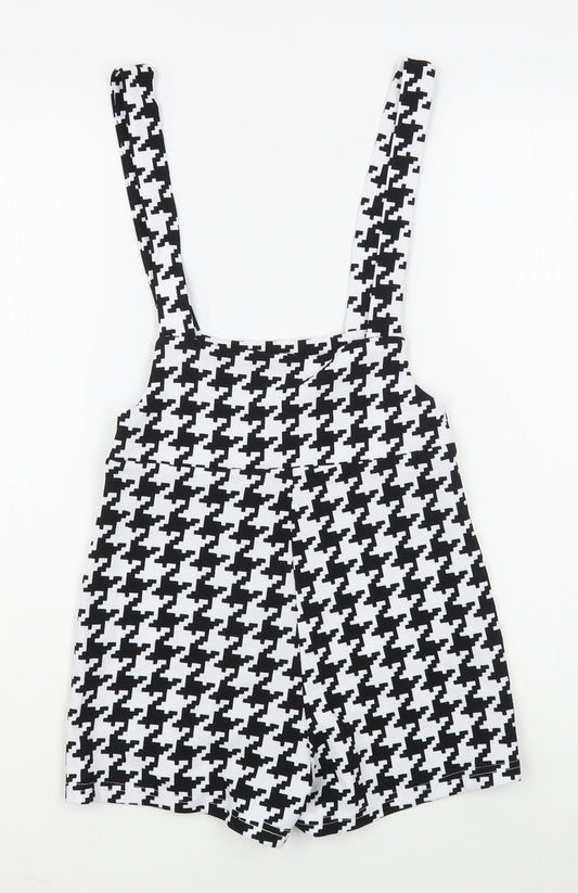 SheIn Womens Black Houndstooth Polyester Playsuit One-Piece Size XS  Pullover