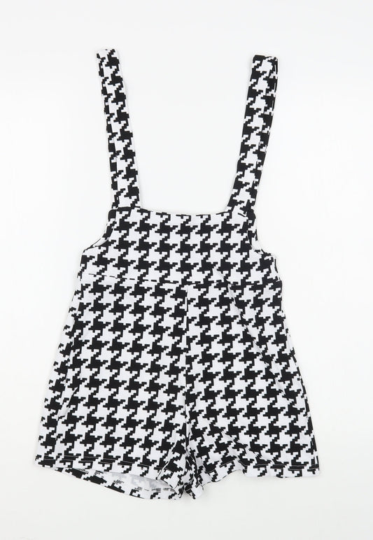 SheIn Womens Black Houndstooth Polyester Playsuit One-Piece Size XS  Pullover