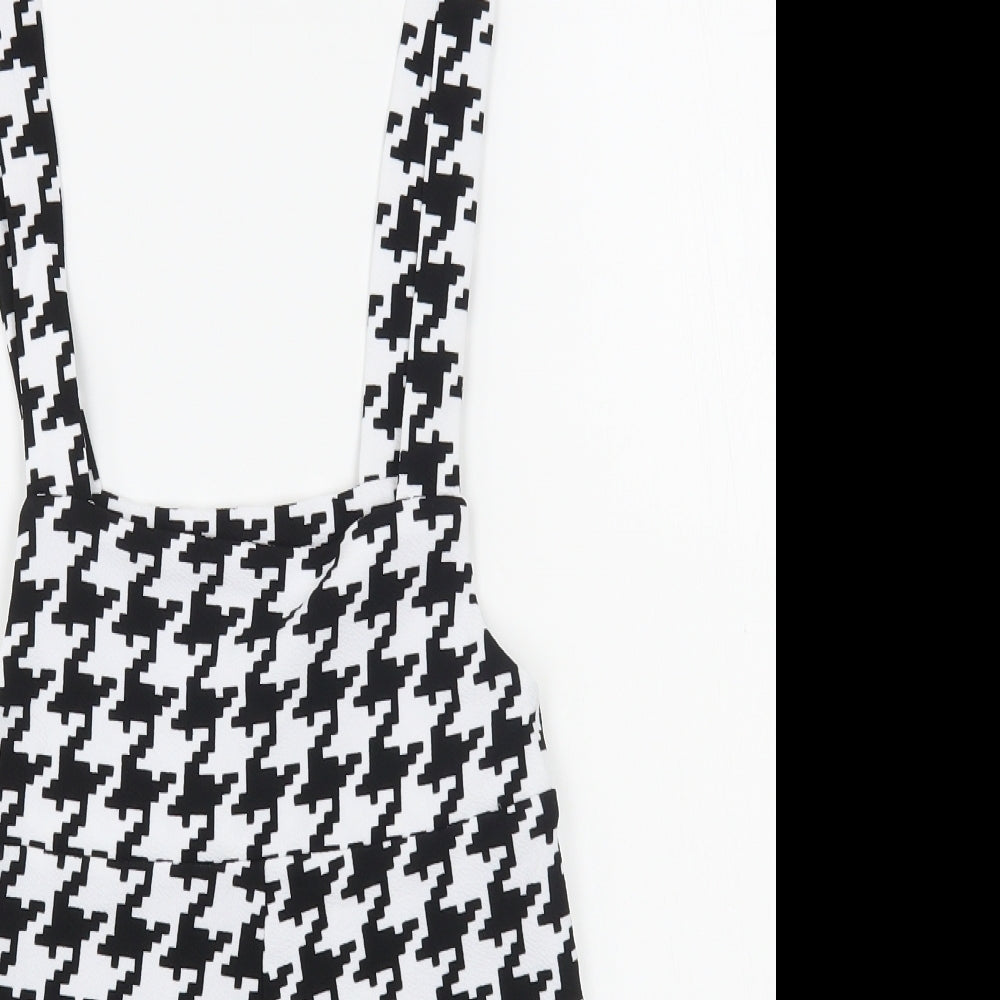 SheIn Womens Black Houndstooth Polyester Playsuit One-Piece Size XS  Pullover