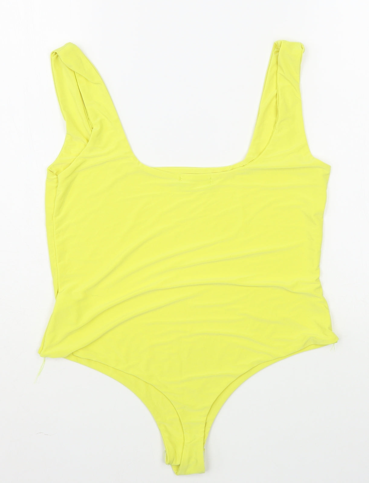 PRETTYLITTLETHING Womens Yellow  Polyester Bodysuit One-Piece Size 14  Button