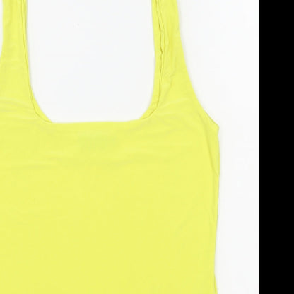 PRETTYLITTLETHING Womens Yellow  Polyester Bodysuit One-Piece Size 14  Button
