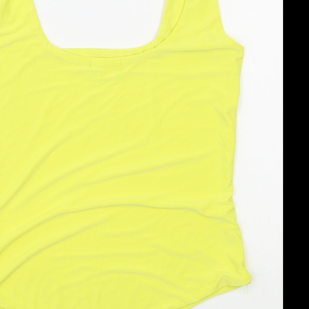 PRETTYLITTLETHING Womens Yellow  Polyester Bodysuit One-Piece Size 14  Button