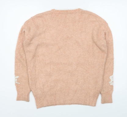 Marks and Spencer Womens Pink Round Neck  Acrylic Pullover Jumper Size S