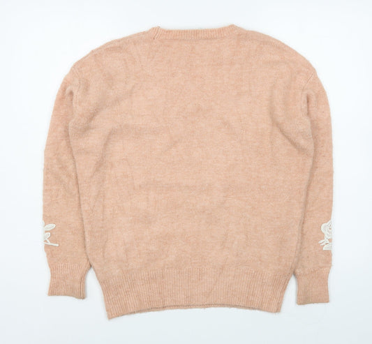Marks and Spencer Womens Pink Round Neck  Acrylic Pullover Jumper Size S