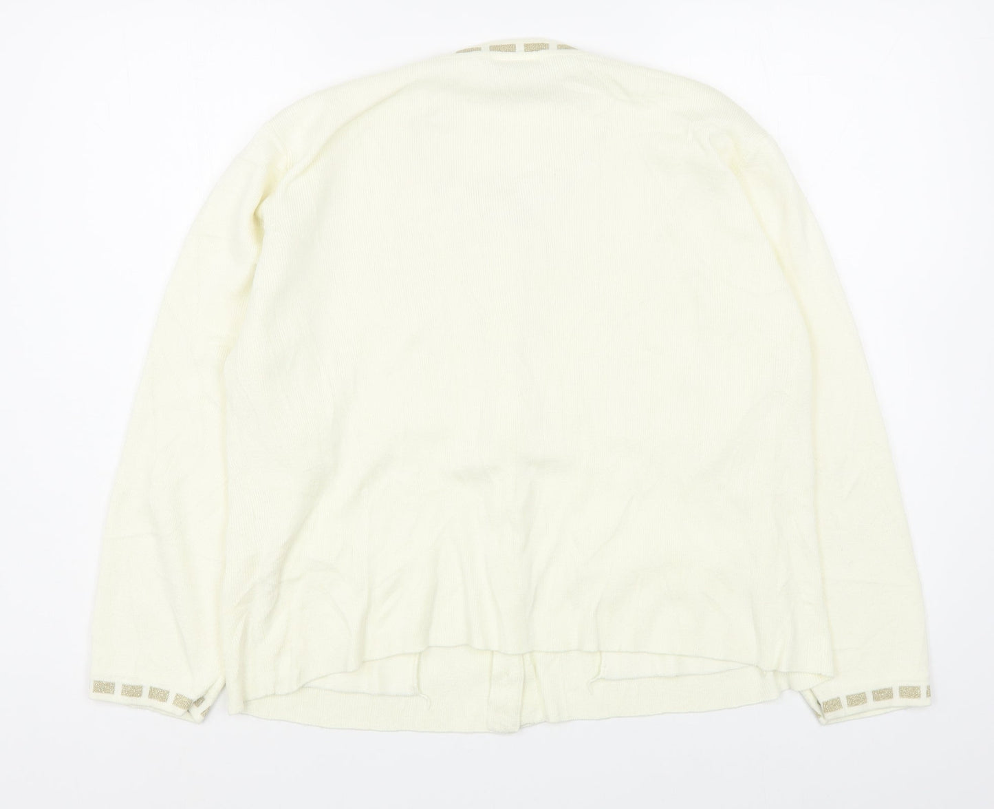 Poppy Style garments Womens Ivory Round Neck  Acrylic Cardigan Jumper Size M