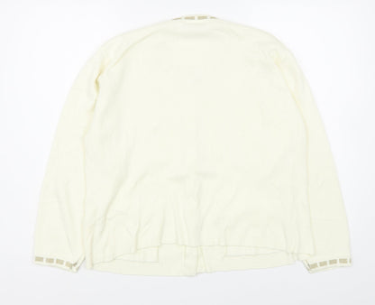 Poppy Style garments Womens Ivory Round Neck  Acrylic Cardigan Jumper Size M