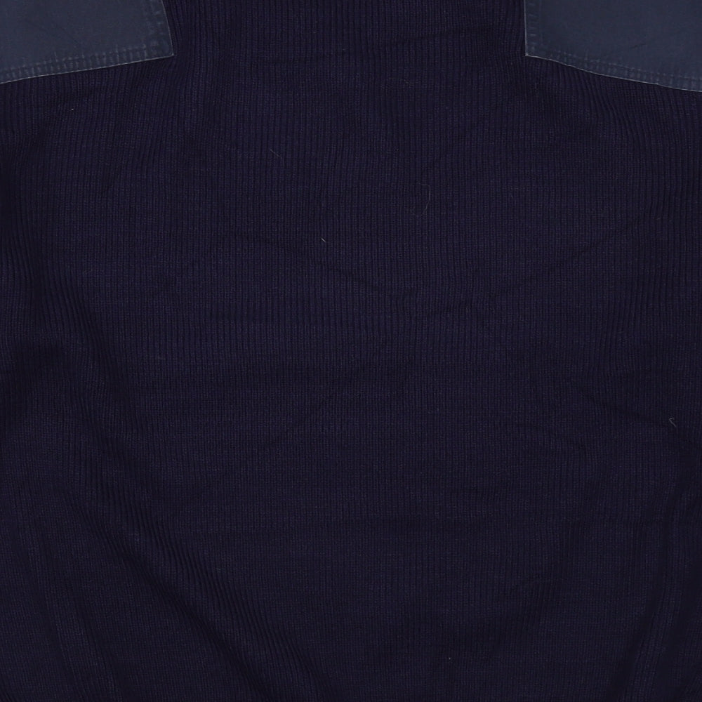 Ensemble Clothing Mens Blue V-Neck  Acrylic Pullover Jumper Size L