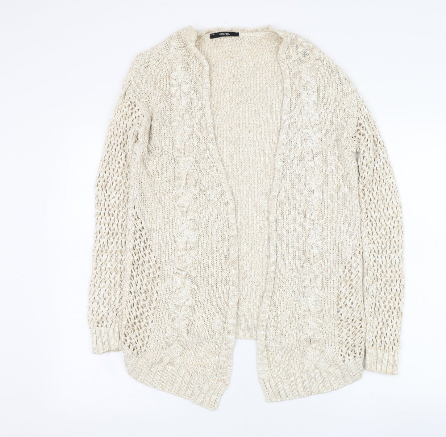 George Womens Beige Square Neck  Cotton Cardigan Jumper Size 8