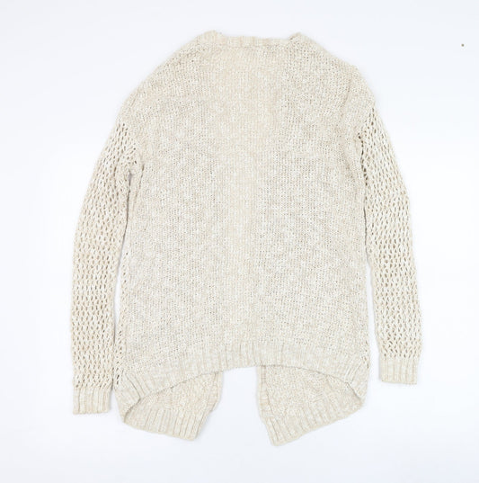 George Womens Beige Square Neck  Cotton Cardigan Jumper Size 8