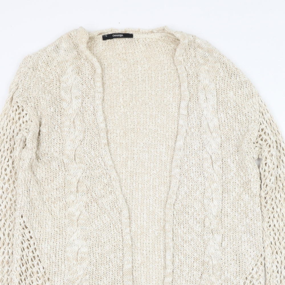George Womens Beige Square Neck  Cotton Cardigan Jumper Size 8