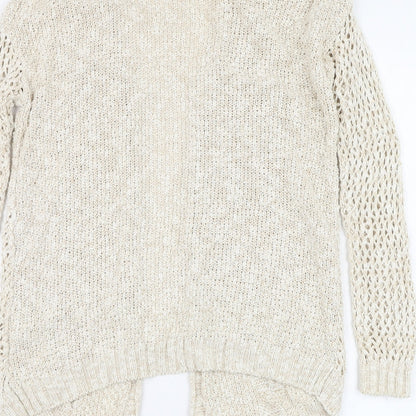 George Womens Beige Square Neck  Cotton Cardigan Jumper Size 8