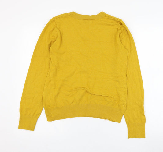 Klass Womens Yellow Round Neck  Viscose Pullover Jumper Size M