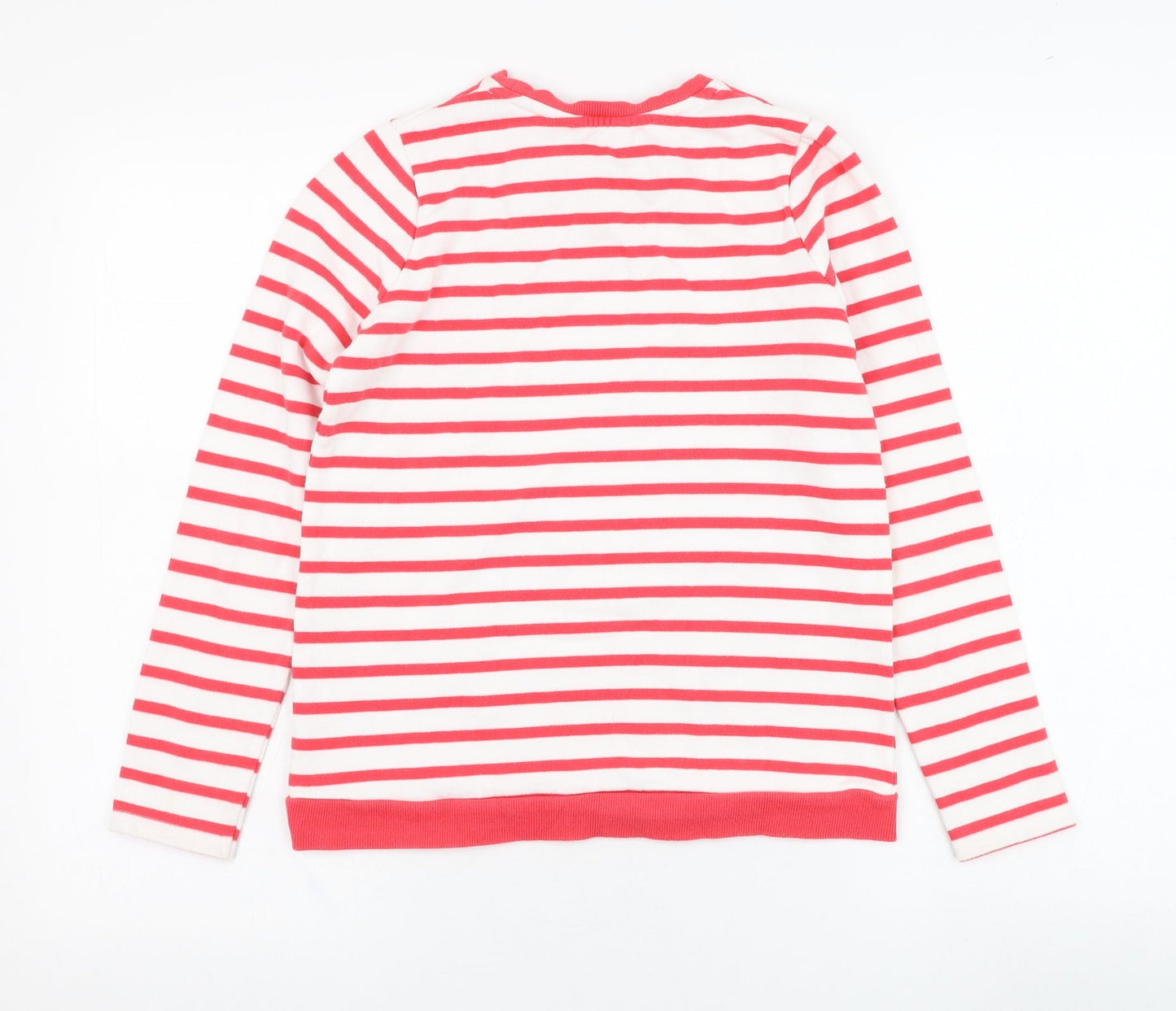 George Girls White Striped Cotton Pullover Sweatshirt Size 11-12 Years  Pullover - Flower