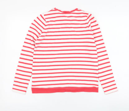 George Girls White Striped Cotton Pullover Sweatshirt Size 11-12 Years  Pullover - Flower