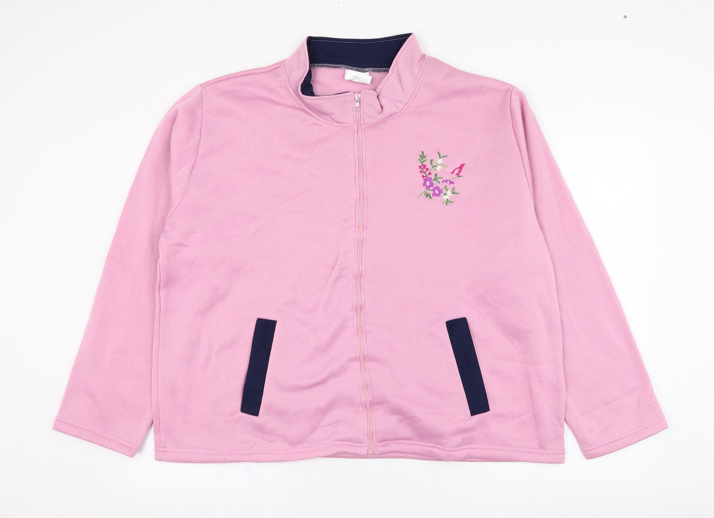 Anne De Lancay Womens Pink  Polyester Full Zip Sweatshirt Size 22  Zip - Flower