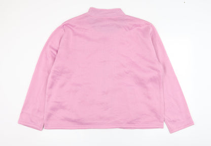 Anne De Lancay Womens Pink  Polyester Full Zip Sweatshirt Size 22  Zip - Flower
