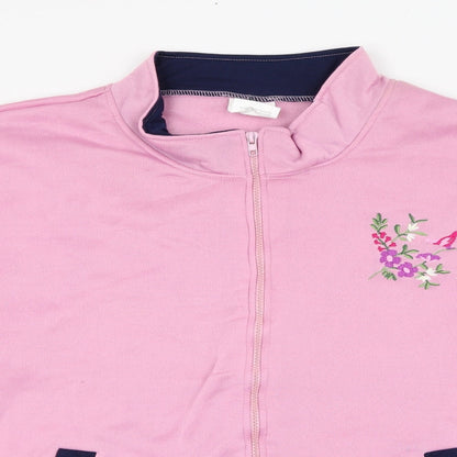Anne De Lancay Womens Pink  Polyester Full Zip Sweatshirt Size 22  Zip - Flower