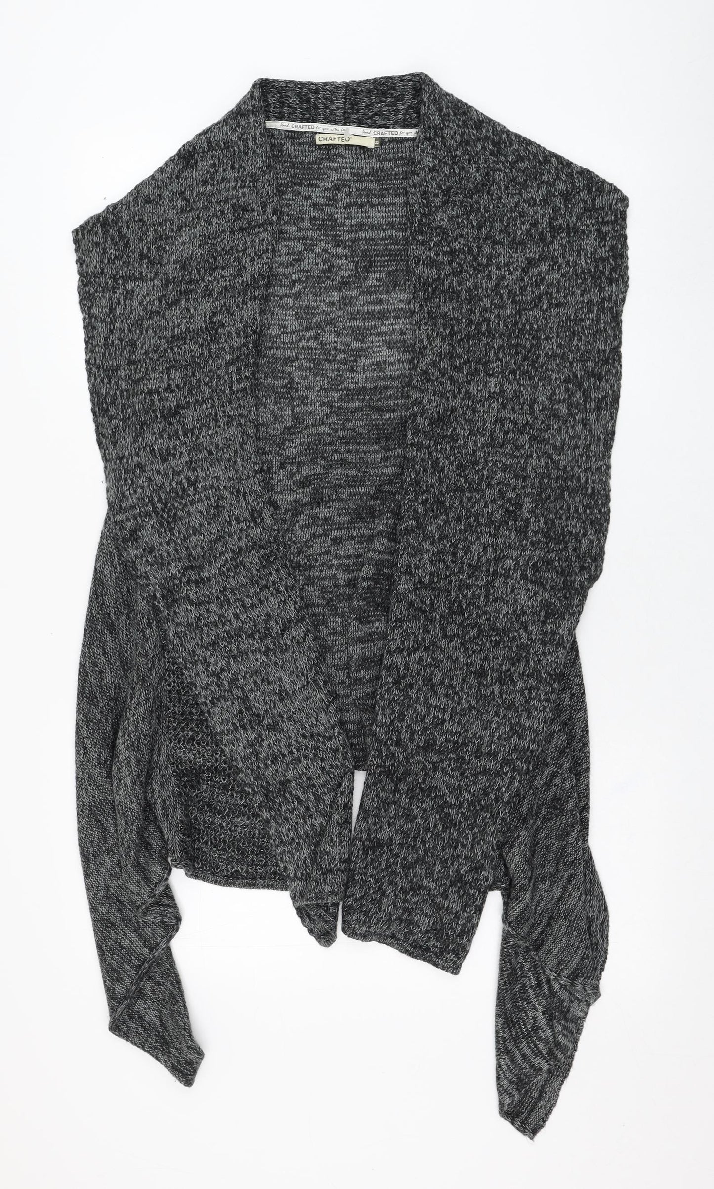 Crafted Womens Grey Round Neck  Acrylic Cardigan Jumper Size 12