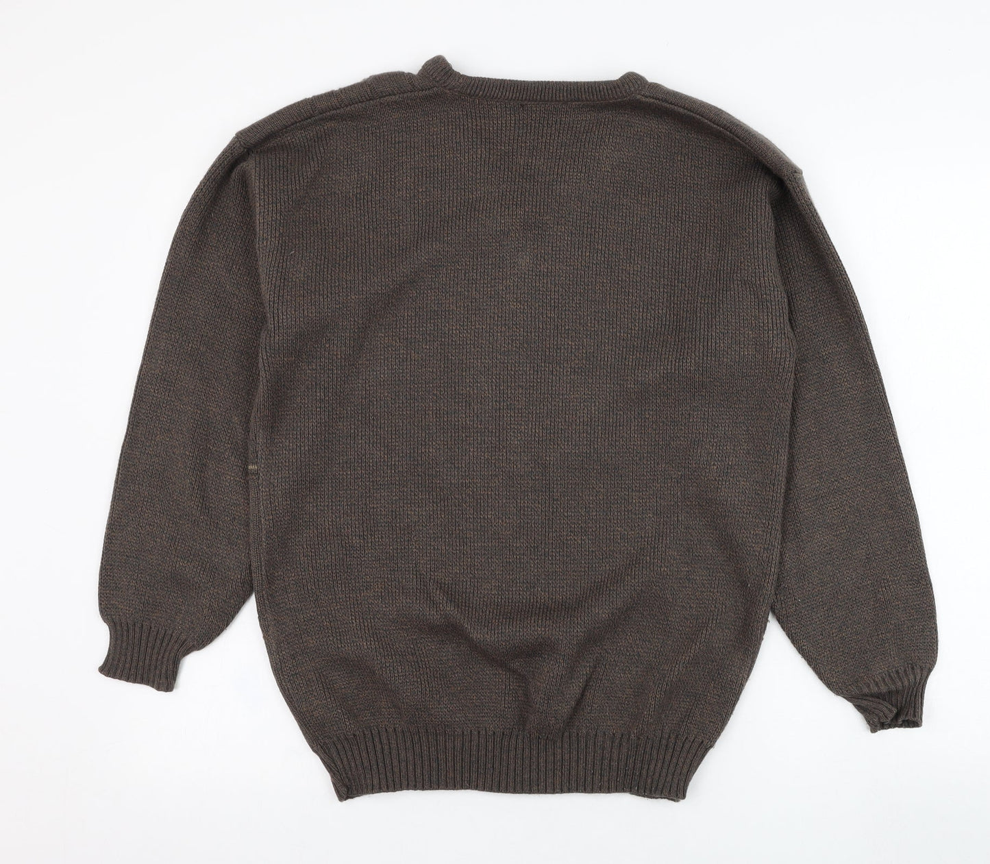 Premier  Mens Brown Round Neck  Acrylic Pullover Jumper Size S