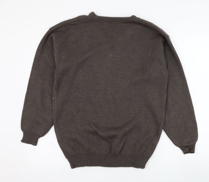 Premier  Mens Brown Round Neck  Acrylic Pullover Jumper Size S