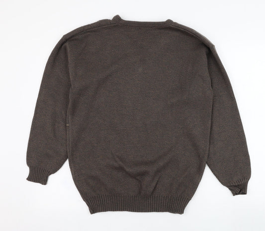 Premier  Mens Brown Round Neck  Acrylic Pullover Jumper Size S