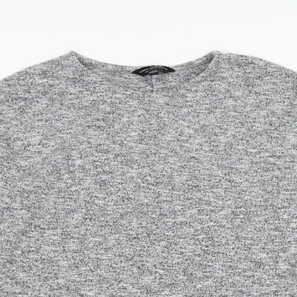 Close-up detail of Dorothy Perkins women’s grey polyester pullover sweatshirt, size UK 8, pullover