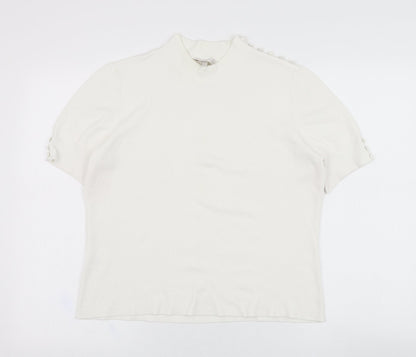 Front view of Country Casuals women’s ivory viscose pullover sweatshirt, size L, pullover