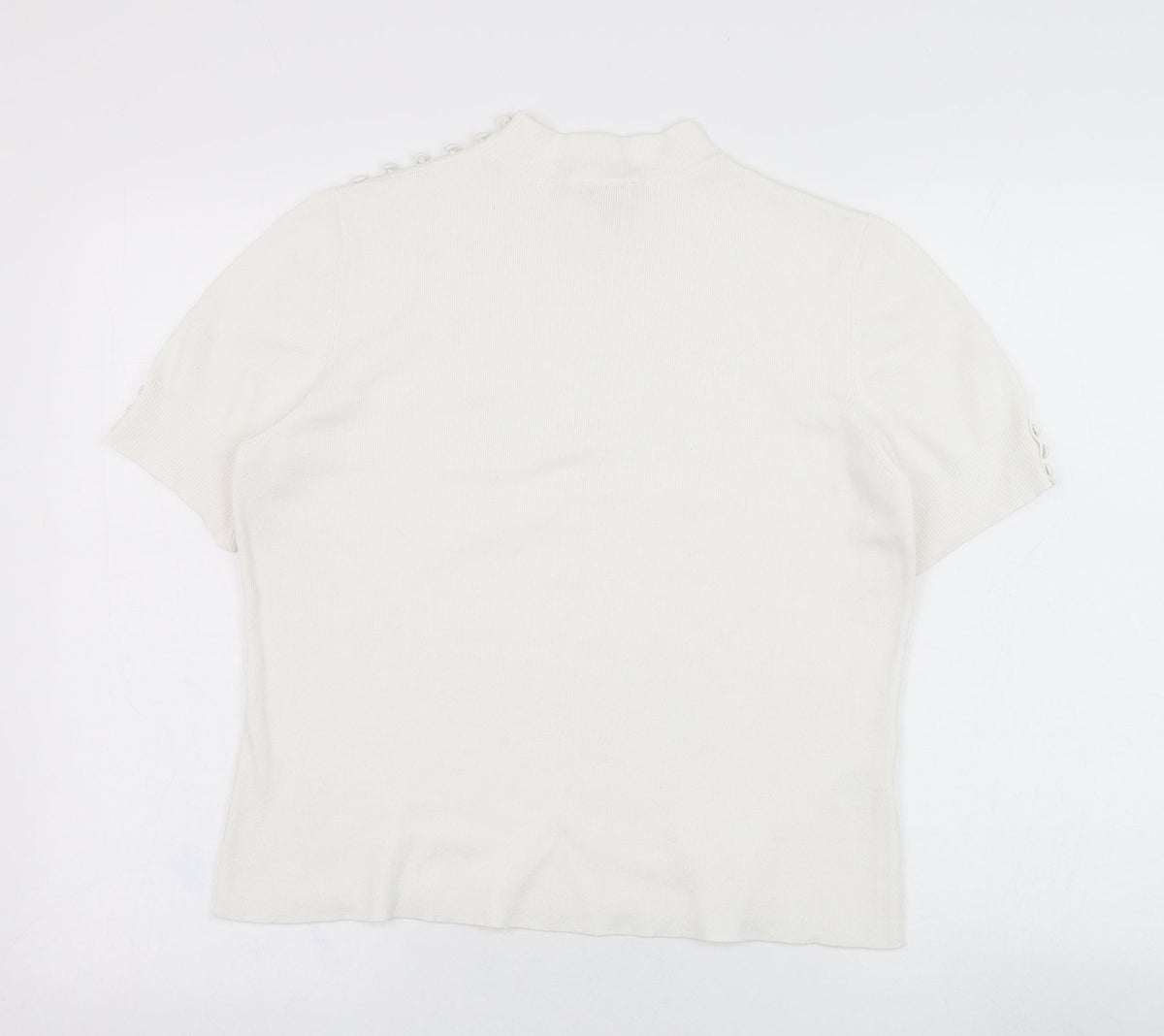 Back view of Country Casuals women’s ivory viscose pullover sweatshirt, size L, pullover