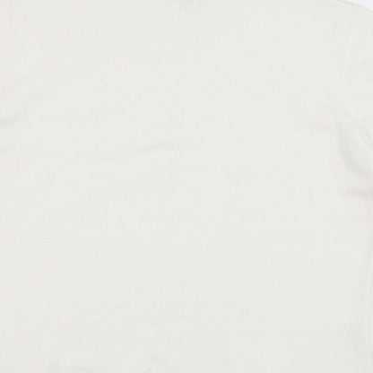 Brand and care label for Country Casuals women’s ivory viscose pullover sweatshirt, size L, pullover