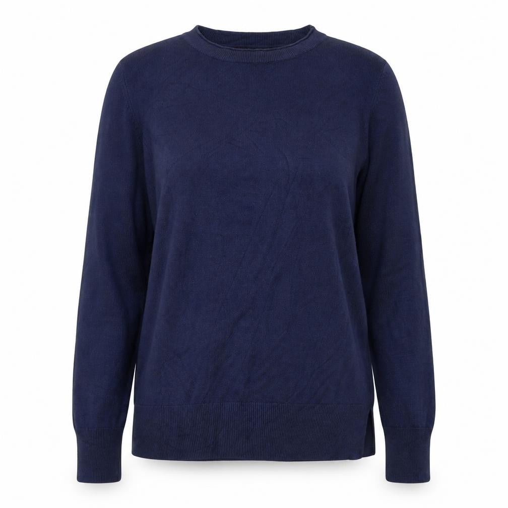 Front view of Atmosphere women’s blue acrylic pullover sweatshirt, size UK 12, pullover