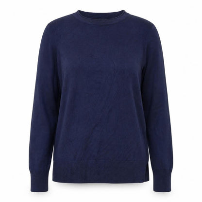 Front view of Atmosphere women’s blue acrylic pullover sweatshirt, size UK 12, pullover