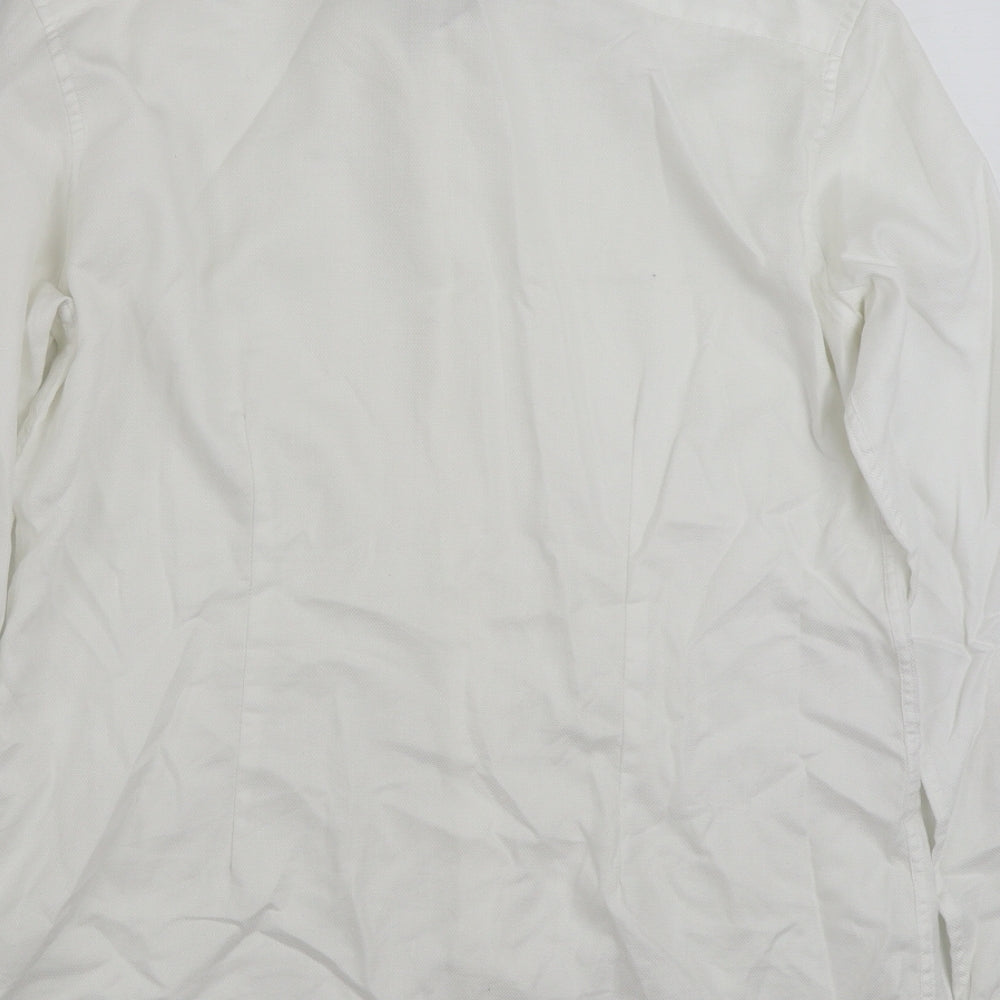 Mens UK Size 16 NEXT White  Button-Up Long Sleeve Casual Shirt
