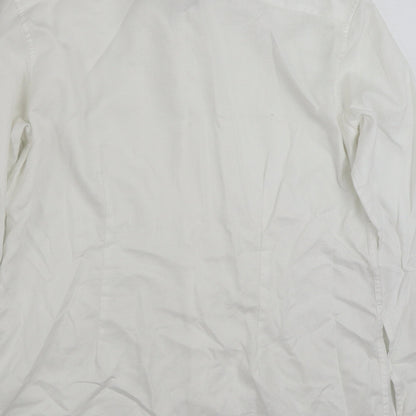 Mens UK Size 16 NEXT White  Button-Up Long Sleeve Casual Shirt