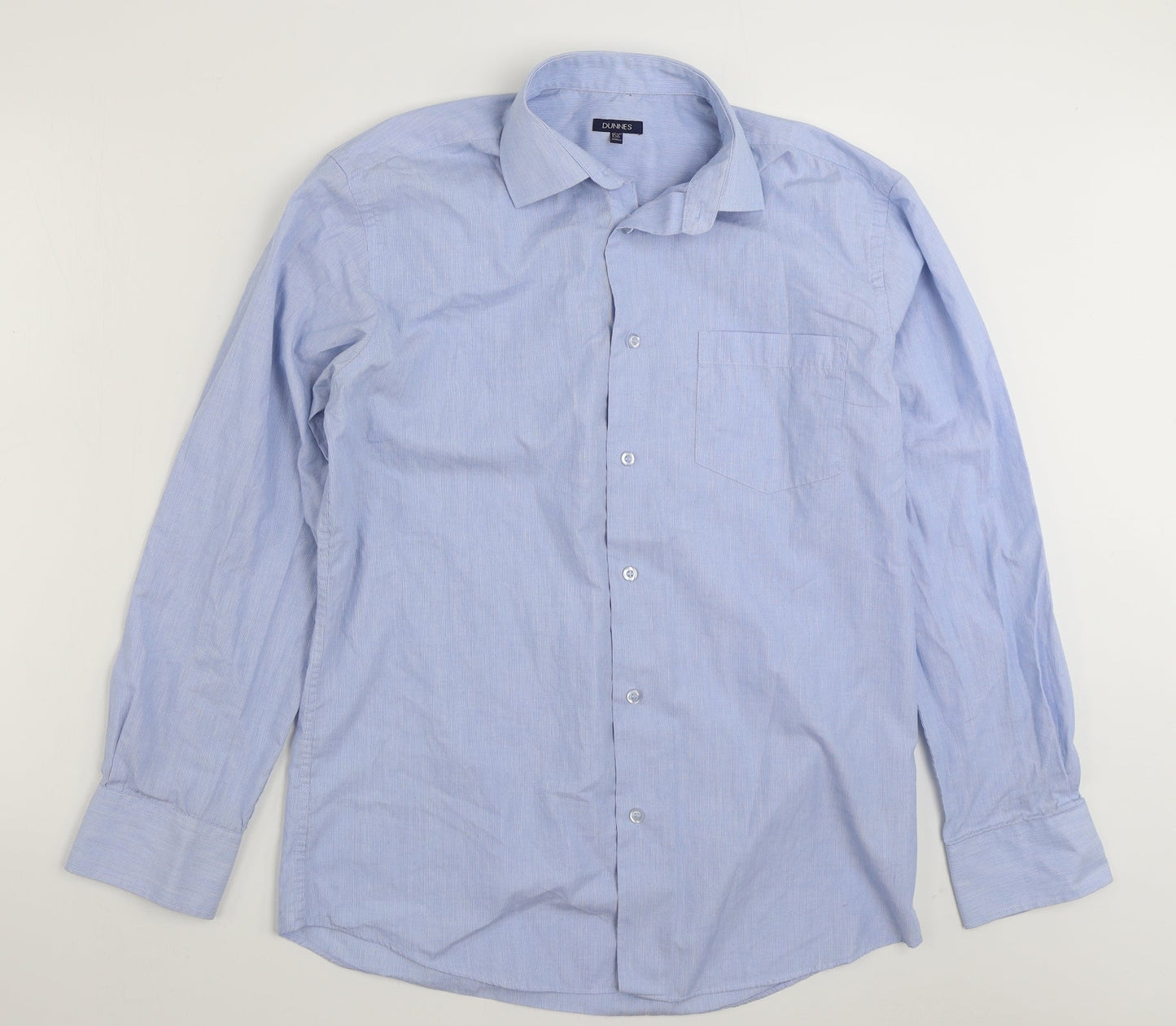 Mens UK Size 15.5 Dunnes Stores Blue  Button-Up Long Sleeve Casual Shirt